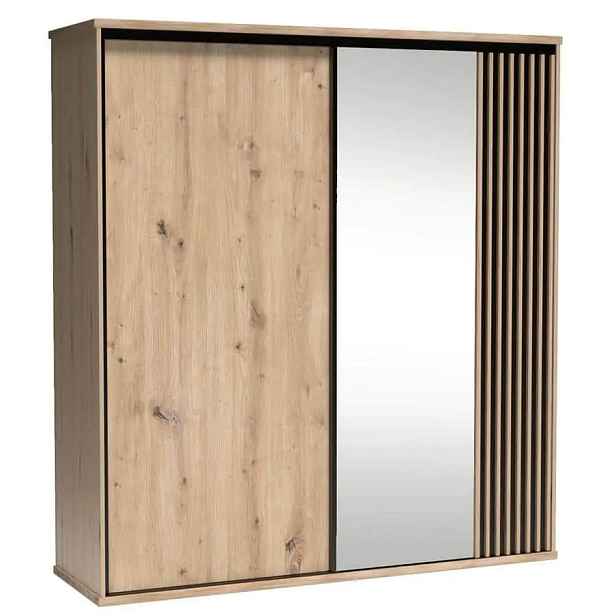 Casarredo Šatní skříň s posuvnými dveřmi BARBUS dub artisan/černá