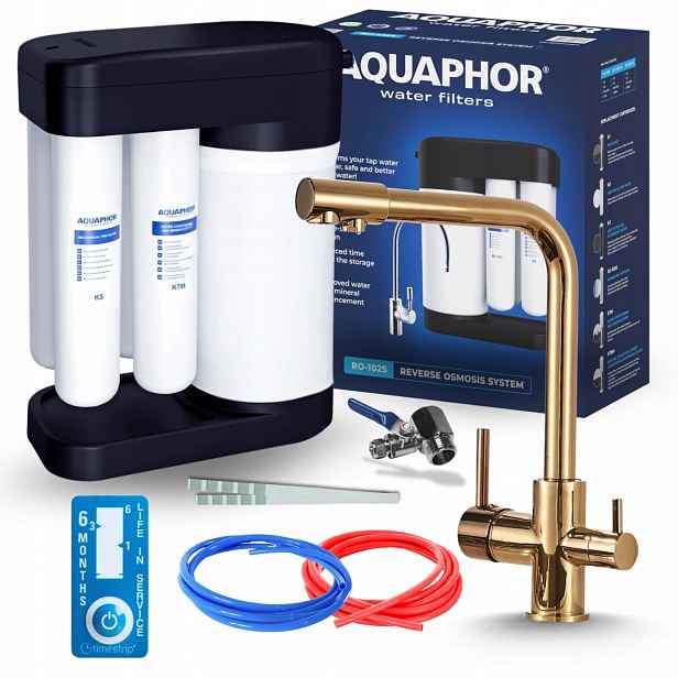 Kuchyňská Třícestná Zlatá Baterie A Filtr Reverzní Osmózy Aquaphor Morion