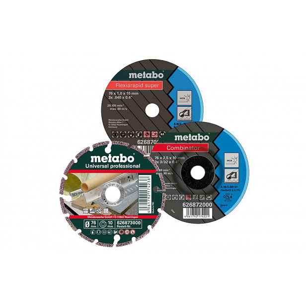 Metabo - 3dílná sada řezných a hrubovacích kotoučů 76x10 mm 626879000
