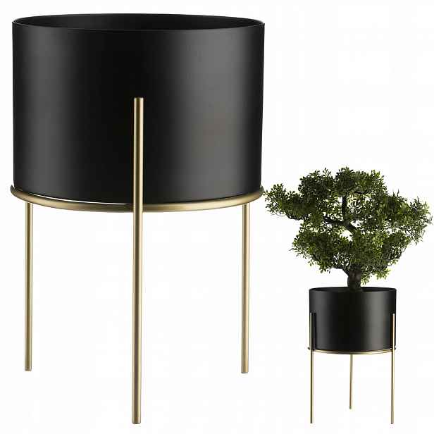 Moderní Zlato Černý Stojan Na Květiny kovový držák na květináč 22 cm Loft