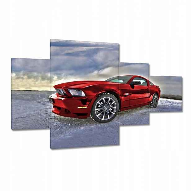 Obrazy 130x80 Červený Mustang Sníh