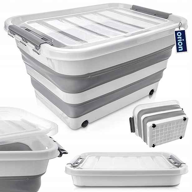 Úložný box na kolečkách, skládací klip, víko Orion 30 l