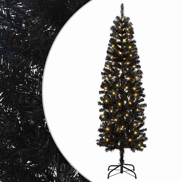 vidaXL Umělý štíhlý vánoční strom 180 cm 300 LED Teplá bílá PVC a kov
