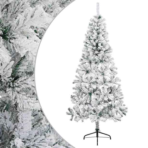vidaXL Umělý vánoční stromeček 210 cm PVC a ocel Zelená a bílá