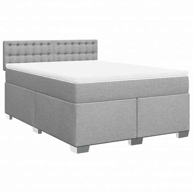 vidaXL Box spring postel s matrací světle šedá 140 x 190 cm textil
