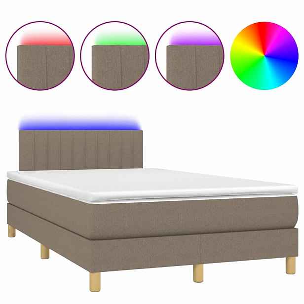 vidaXL Box spring postel s matrací a LED taupe 120 x 200 cm textil