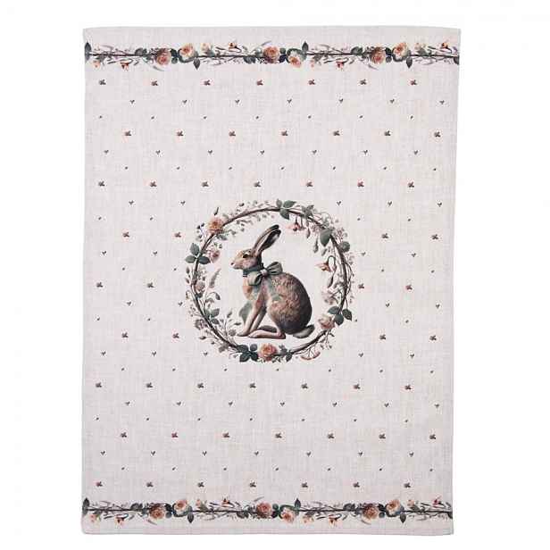 Bavlněná utěrka se zajícem Natural Linen Easter - 50*70 cm Clayre & Eef