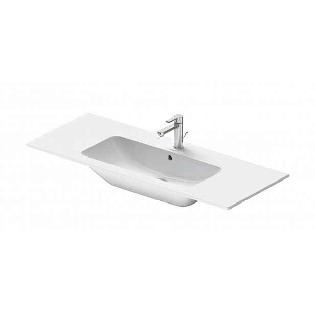 Duravit ME by Starck - Umyvadlo 123x49 cm, s přepadem, otvor pro baterii, DuraShield, bílá 233612AA00