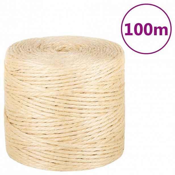 vidaXL Provaz 100% sisal 4 mm 100 m