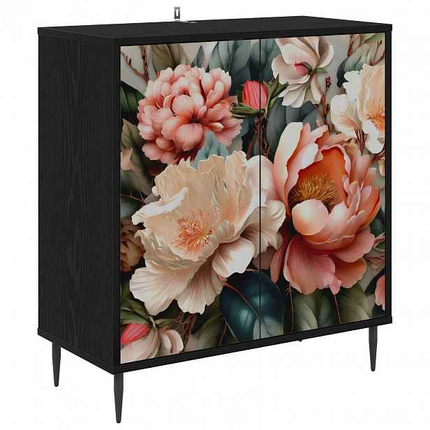 vidaXL Servírovací skříň BORNE Černý dub 69 x 33 x 76 cm