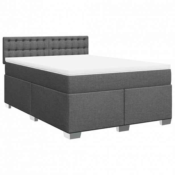 vidaXL Box spring postel s matrací tmavě šedý 140 x 190 cm textil