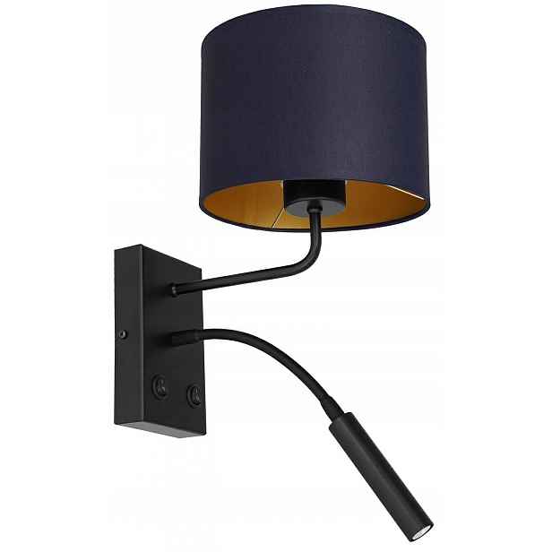Nástěnná lampa Arden modrá, zlatý válec 1xE27+G9, nastavitelná