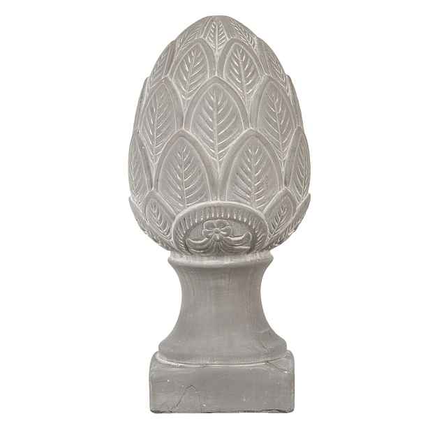 Šedá dekorace šiška na podstavci Pine L  - Ø16*33 cm Clayre & Eef