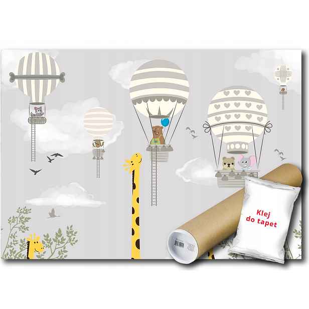 Vinylová fototapeta Balón let zvířátka 152x104