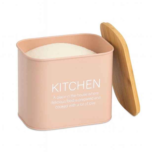 Zeller Present Plechová dóza s bambusovým víkem, mandlová KITCHEN ZELLER 2,3l - 17 x 12 x 16 cm