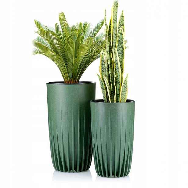 2x Květináč do obývacího pokoje na terasu Sada Vysokých Květináčů Slim Palmovka 42 cm 51 cm