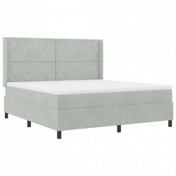 vidaXL Postel s boxspringem s matrací Světle šedá 180 x 200 cm samet