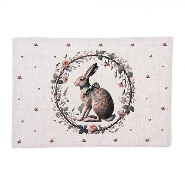 6ks bavlněné prostírání na stůl se zajícem Natural Linen Easter - 48*35 cm Clayre & Eef
