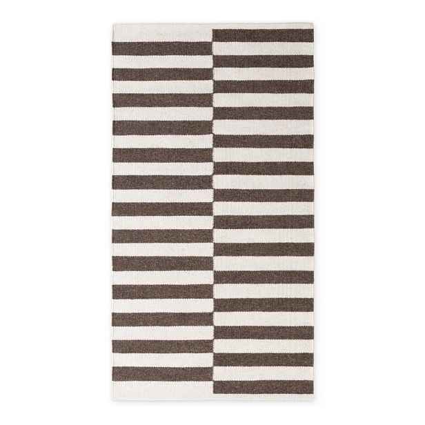 Bílý/hnědý oboustranný/ručně tkaný vlněný koberec 80x150 cm Vika – Hanse Home