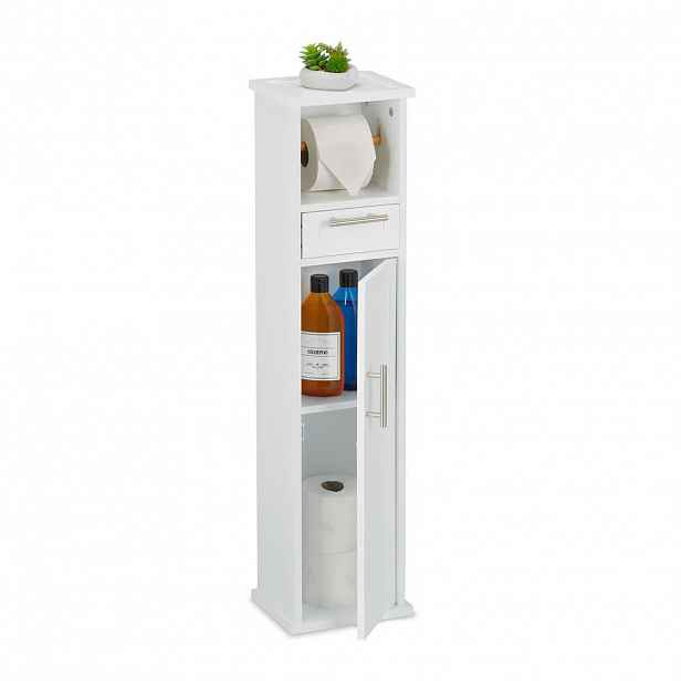 Relaxdays WC-SKŘÍŇKA Bílá se zásuvkou bambus 87,5 cm