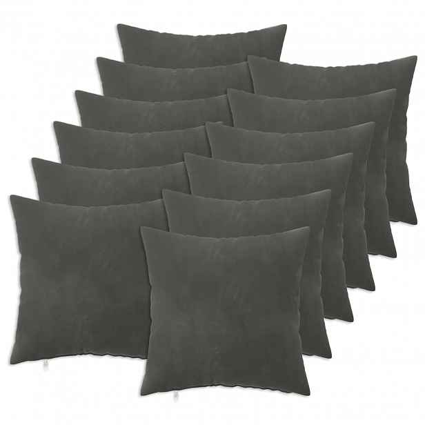 vidaXL Povlak na polštář 12 pcs HEERLEN Tmavě šedá 40 x 40 cm Samet
