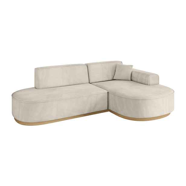 ALTDECOR ROHOVÁ SEDAČKA s otomanem, pravá MARI-L1-v2 243x171x83 Béžová Velur