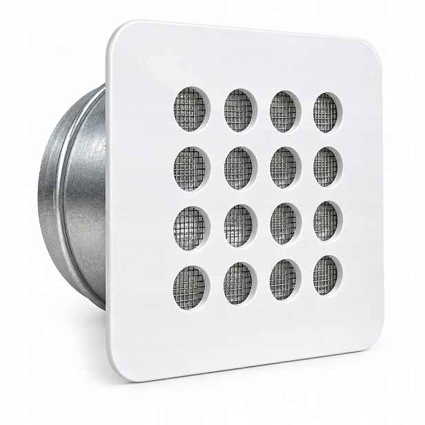 Ventilační Mřížka Kovová Fi 100 125x125 Bílá