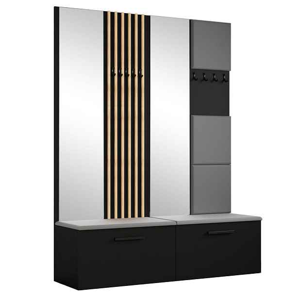 MASSENO MODERNÍ PŘEDSÍŇOVÁ SESTAVA MODULO, 161,2/204/40 cm, černá