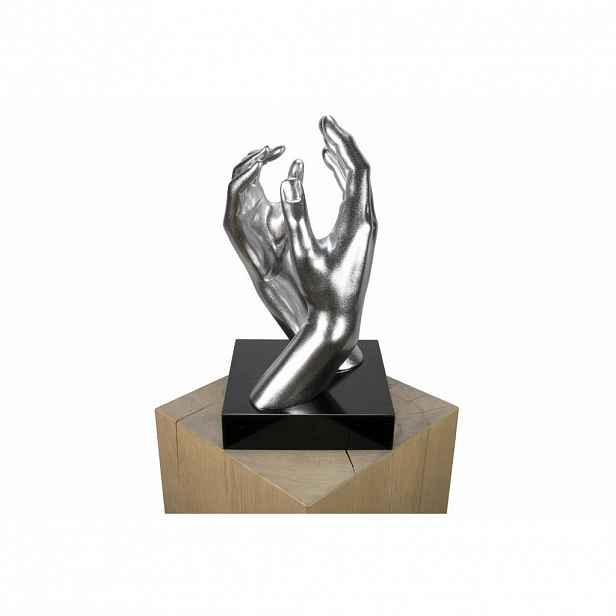 KUNSTLOFT DEKORATIVNÍ SOCHA STŘÍBRNÁ, 21/41 CM
