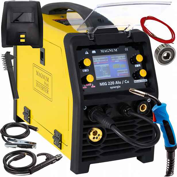 Svařovací stroj Magnum Mig 220 Alu Synergia Mig/mag Mma Tig Flux 200A 230V LCD