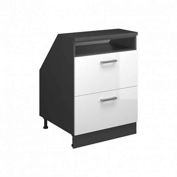 Vicco ŠIKMÁ SKŘÍŇ Rion Bílá vysoký lesk 60 x 81.6 cm se 2 zásuvkami, korpus skříně hloubka 60 cm