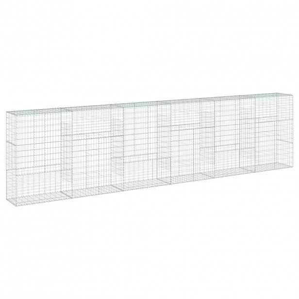 vidaXL Gabionový koš s víkem 600 x 50 x 150 cm pozinkované železo