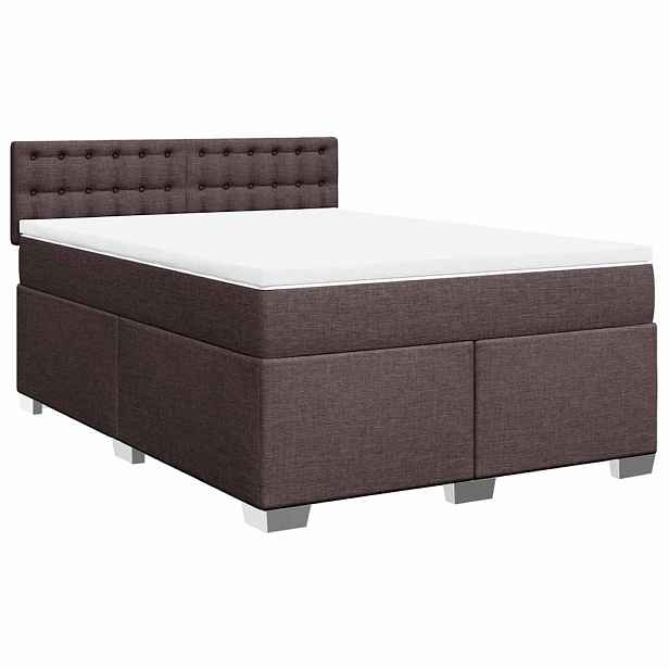 vidaXL Box spring postel s matrací tmavě hnědá 140x190 cm textil