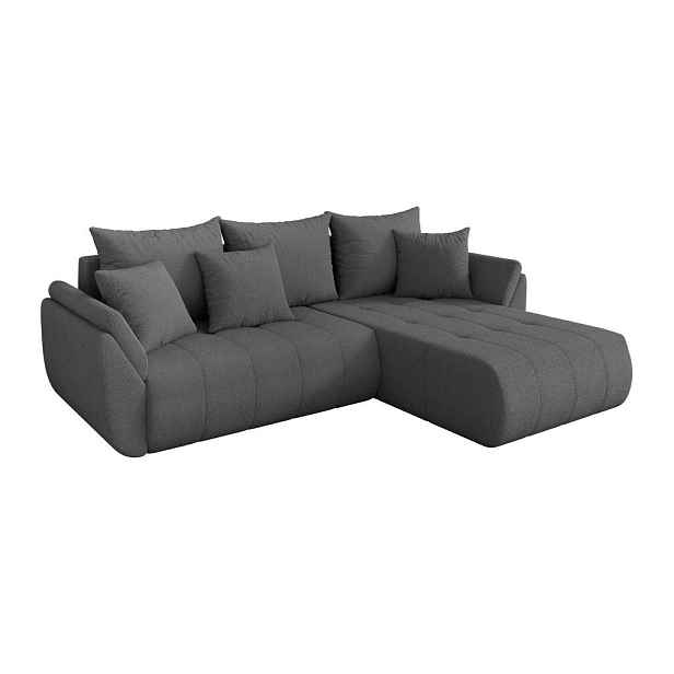 ALTDECOR ROHOVÁ SEDAČKA s funkcí spaní, otoman vpravo TOKO-L 277x194x86 šedá bouclé