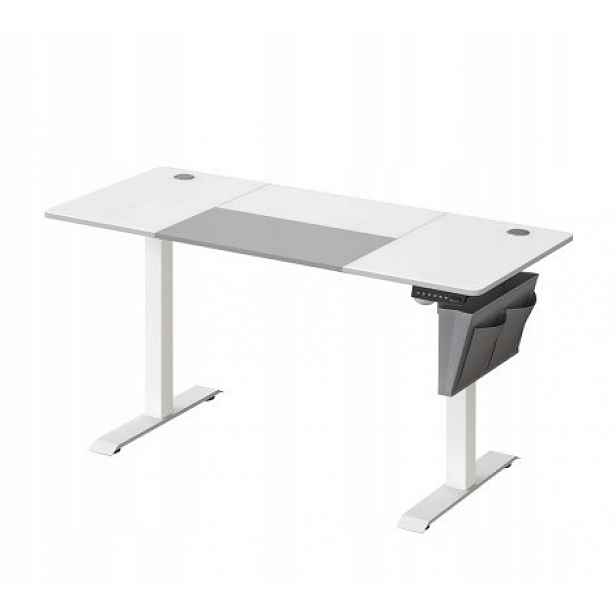 Psací stůl s elektrickou regulací výšky 60 x 140 x 72-120 cm s bílou deskou