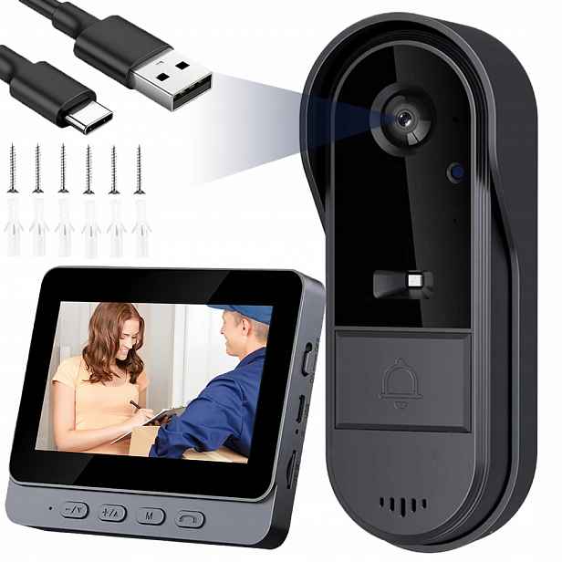 Bezdrátový Videozvonek – Obrazovka 4,3" 170° Pohled Nahrávání Videa