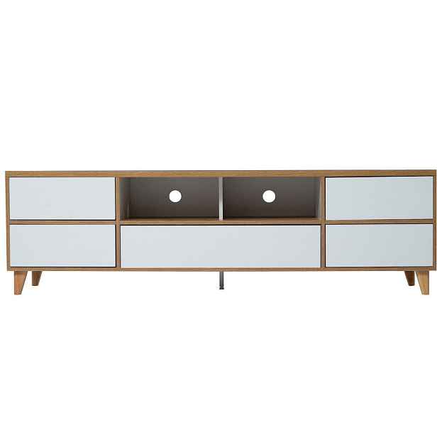 Modenvie NÍZKÁ komoda z MDF, 175/37/51 cm, bílý, se 4 dvířky a úložným prostorem