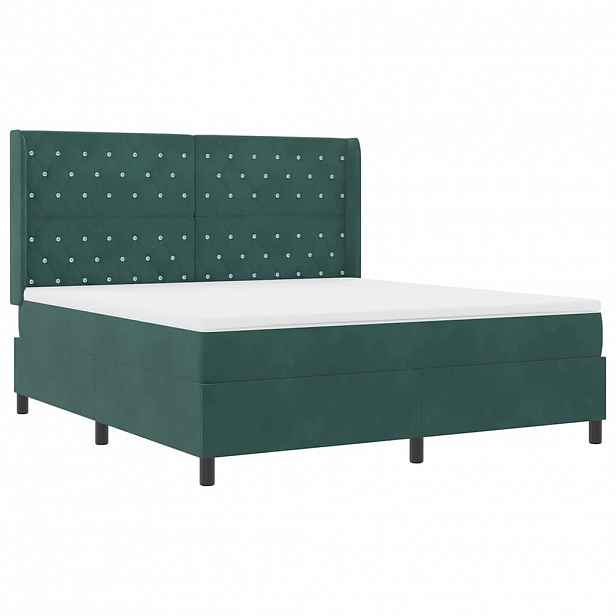 vidaXL Postel s boxspringem s matrací Tmavě zelená 180 x 200 cm samet