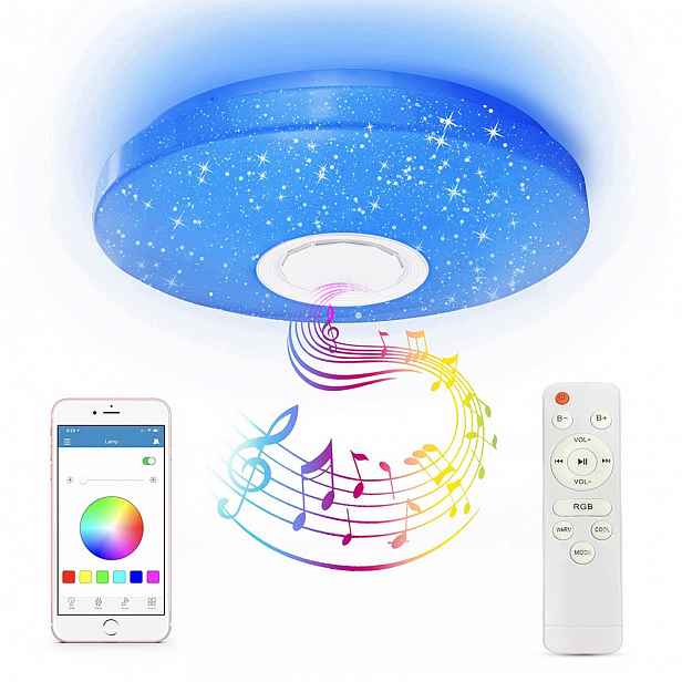 Stropní svítidlo Rgb s reproduktorem Bluetooth Led 60W s dálkovým ovládáním, aplikace
