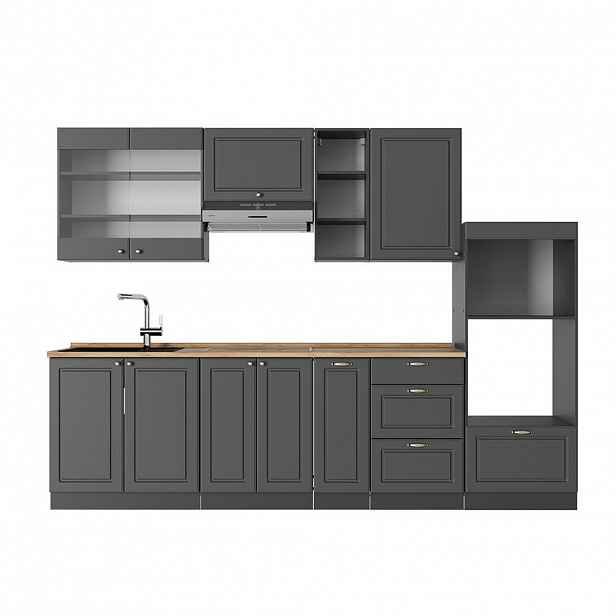 Vicco KUCHYŇSKÝ KOUT Fame-Line Anthrazit-Gold Landhaus 280 cm , PD Dub