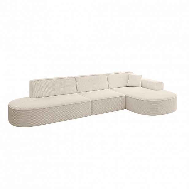 ALTDECOR ROHOVÁ SEDACÍ SOUPRAVA s otomanem vpravo MARI-L2 – 328 × 171 × 79 cm, béžový manšestr