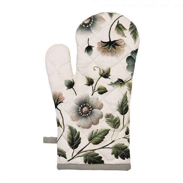 Béžová bavlněná chňapka - rukavice s květy Gently Blooming - 18*30 cm Clayre & Eef