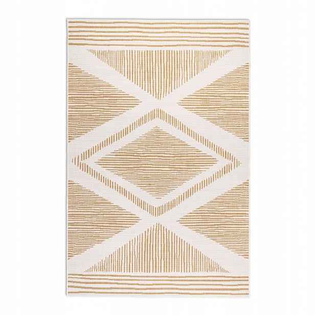 Koberec na terasu 200 x 290 cm, oboustranný, provázkový, žluto krémový, plochý