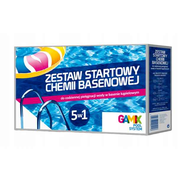 Startovací Sada Chemie Do Bazénu Chlor Šok Protiřasový Prostředek Ph Tester 5V1 Gamix