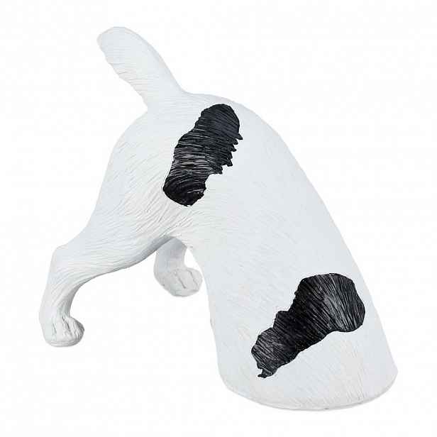 Relaxdays FIGURKA zahradní pes bílá černá polyresin 23 cm