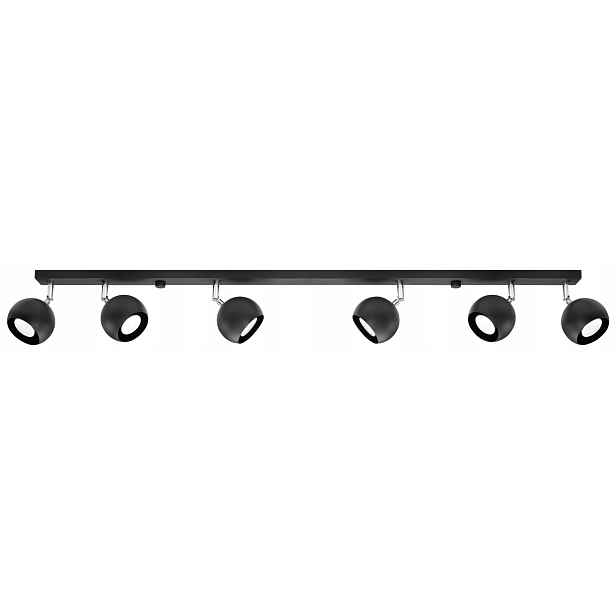Sollux Stropní svítidlo černá, pohyblivé reflektory do obývacího pokoje, lišta 120 cm 6pk