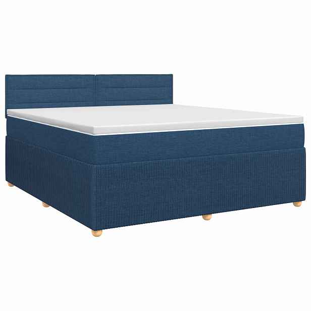vidaXL Postel boxspring s matrací s čelo Modrá 160 x 200 cm Textil