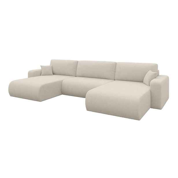 ALTDECOR SEDACÍ SOUPRAVA DO U s funkcí spaní a úložným prostorem BERY-U 377x193x88 béžová bouclé