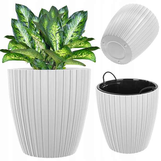 Květináč Květináč 50 cm Obal S Vložkou Květinový Bílý Plastový