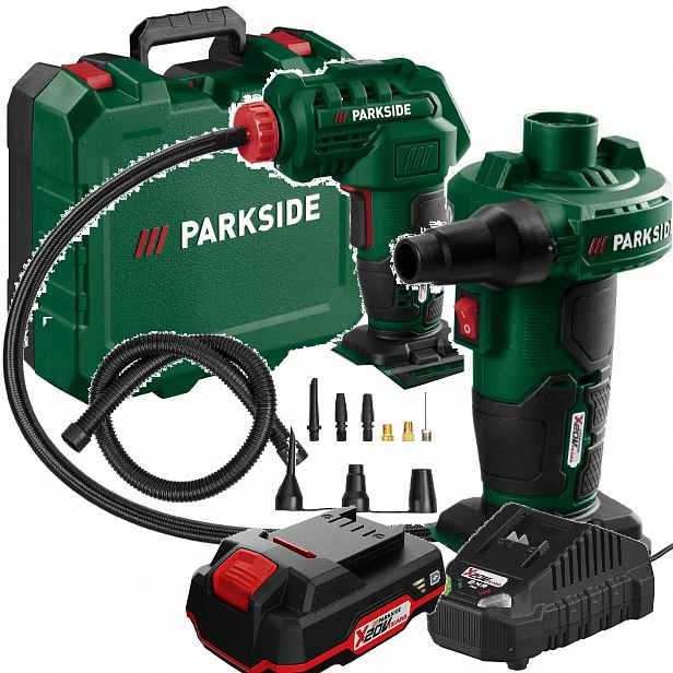 Pumpa a kompresor Parkside kompresor 2v1 akumulátor 2Ah 20V Komplet